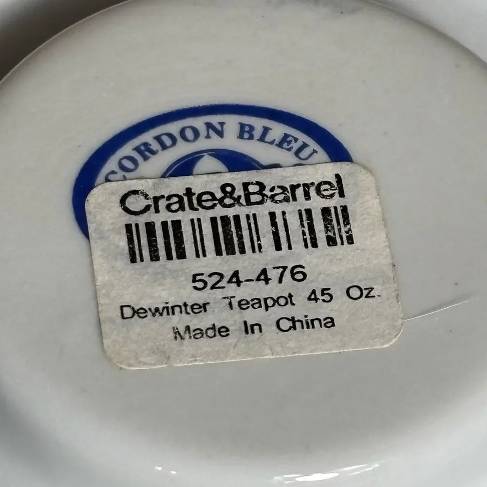 Cordon Bleu Crate& Barrel White Ceramic Teapot & Warmer Koen De Winter 1984